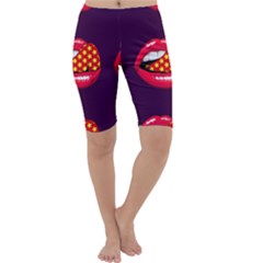 Lip Vector Hipster Example Image Star Sexy Purple Red Cropped Leggings  by Mariart