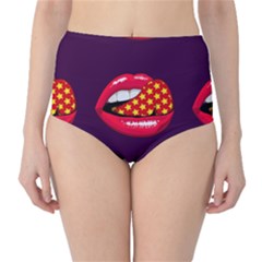 Lip Vector Hipster Example Image Star Sexy Purple Red High-waist Bikini Bottoms by Mariart