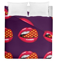 Lip Vector Hipster Example Image Star Sexy Purple Red Duvet Cover Double Side (queen Size) by Mariart