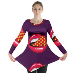 Lip Vector Hipster Example Image Star Sexy Purple Red Long Sleeve Tunic  by Mariart