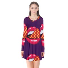 Lip Vector Hipster Example Image Star Sexy Purple Red Flare Dress by Mariart