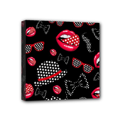 Lip Hat Vector Hipster Example Image Star Sexy Black Red Mini Canvas 4  X 4 