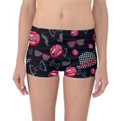 Lip Hat Vector Hipster Example Image Star Sexy Black Red Reversible Boyleg Bikini Bottoms by Mariart