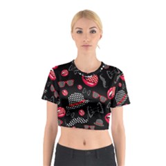 Lip Hat Vector Hipster Example Image Star Sexy Black Red Cotton Crop Top by Mariart