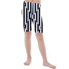 Optical Illusion Inverted Diamonds Kids  Mid Length Swim Shorts