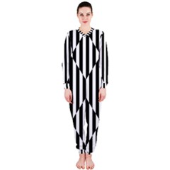 Optical Illusion Inverted Diamonds Onepiece Jumpsuit (ladies)  by Mariart