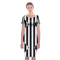 Optical Illusion Inverted Diamonds Classic Short Sleeve Midi Dress by Mariart