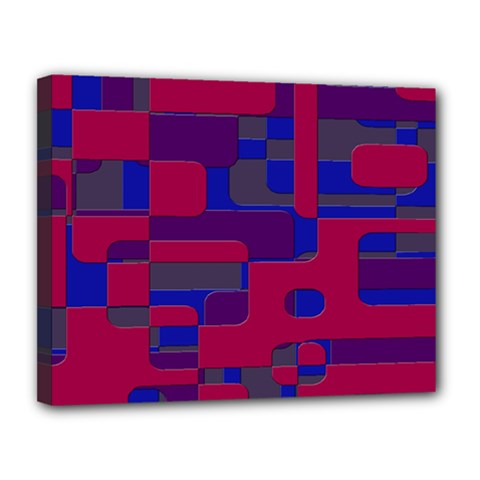 Offset Puzzle Rounded Graphic Squares In A Red And Blue Colour Set Canvas 14  X 11 