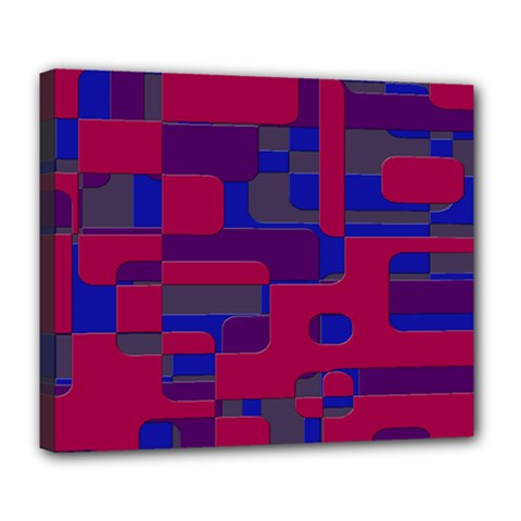 Offset Puzzle Rounded Graphic Squares In A Red And Blue Colour Set Deluxe Canvas 24  X 20   by Mariart