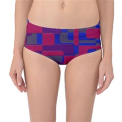 Offset Puzzle Rounded Graphic Squares In A Red And Blue Colour Set Mid-waist Bikini Bottoms by Mariart