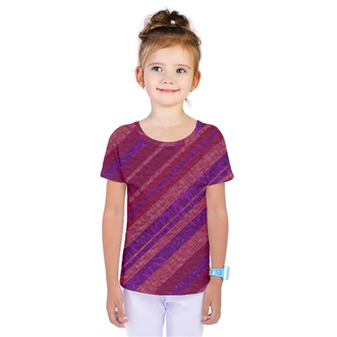 Maroon Striped Texture Kids  One Piece Tee by Mariart