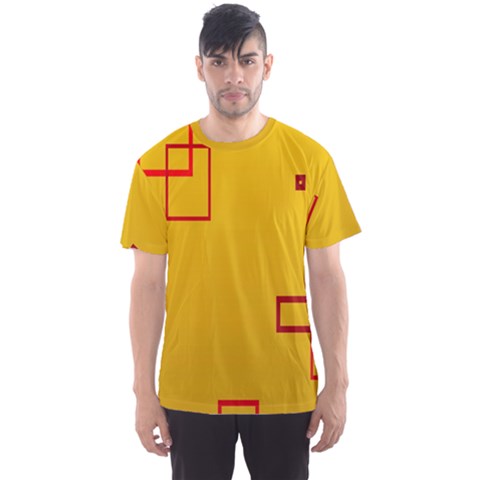 Overlap Squares Orange Plaid Red Men s Sports Mesh Tee by Mariart