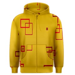 Overlap Squares Orange Plaid Red Men s Zipper Hoodie by Mariart