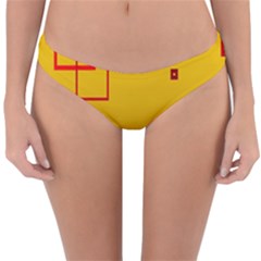 Overlap Squares Orange Plaid Red Reversible Hipster Bikini Bottoms