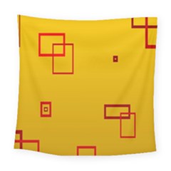 Overlap Squares Orange Plaid Red Square Tapestry (large)