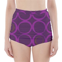 Original Circle Purple Brown High-waisted Bikini Bottoms by Mariart