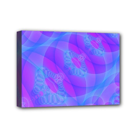 Original Purple Blue Fractal Composed Overlapping Loops Misty Translucent Mini Canvas 7  X 5  by Mariart