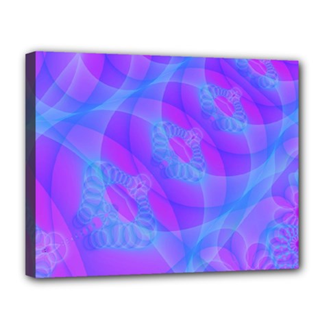 Original Purple Blue Fractal Composed Overlapping Loops Misty Translucent Canvas 14  X 11  by Mariart