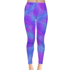 Original Purple Blue Fractal Composed Overlapping Loops Misty Translucent Leggings  by Mariart