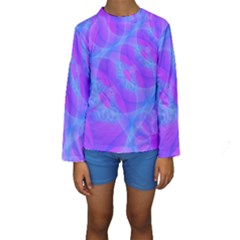 Original Purple Blue Fractal Composed Overlapping Loops Misty Translucent Kids  Long Sleeve Swimwear by Mariart