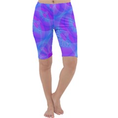 Original Purple Blue Fractal Composed Overlapping Loops Misty Translucent Cropped Leggings  by Mariart