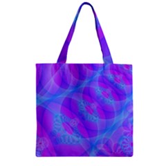 Original Purple Blue Fractal Composed Overlapping Loops Misty Translucent Zipper Grocery Tote Bag by Mariart