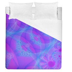 Original Purple Blue Fractal Composed Overlapping Loops Misty Translucent Duvet Cover (queen Size) by Mariart