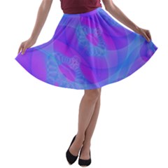 Original Purple Blue Fractal Composed Overlapping Loops Misty Translucent A-line Skater Skirt by Mariart