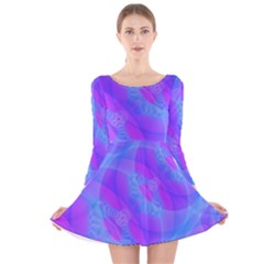 Original Purple Blue Fractal Composed Overlapping Loops Misty Translucent Long Sleeve Velvet Skater Dress by Mariart