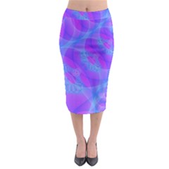 Original Purple Blue Fractal Composed Overlapping Loops Misty Translucent Midi Pencil Skirt by Mariart