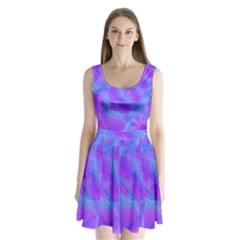 Original Purple Blue Fractal Composed Overlapping Loops Misty Translucent Split Back Mini Dress  by Mariart