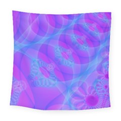 Original Purple Blue Fractal Composed Overlapping Loops Misty Translucent Square Tapestry (large)