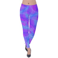 Original Purple Blue Fractal Composed Overlapping Loops Misty Translucent Velvet Leggings by Mariart