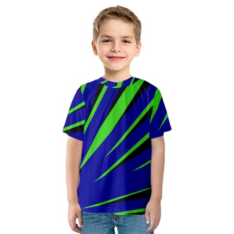 Rays Light Chevron Blue Green Black Kids  Sport Mesh Tee by Mariart