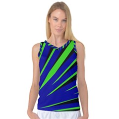 Rays Light Chevron Blue Green Black Women s Basketball Tank Top by Mariart