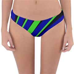 Rays Light Chevron Blue Green Black Reversible Hipster Bikini Bottoms by Mariart