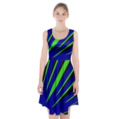 Rays Light Chevron Blue Green Black Racerback Midi Dress by Mariart