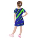 Rays Light Chevron Blue Green Black Kids  Short Sleeve Velvet Dress View2