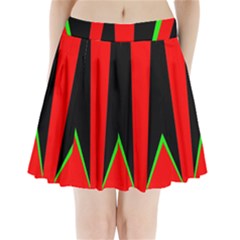 Rays Light Chevron Green Red Black Pleated Mini Skirt by Mariart