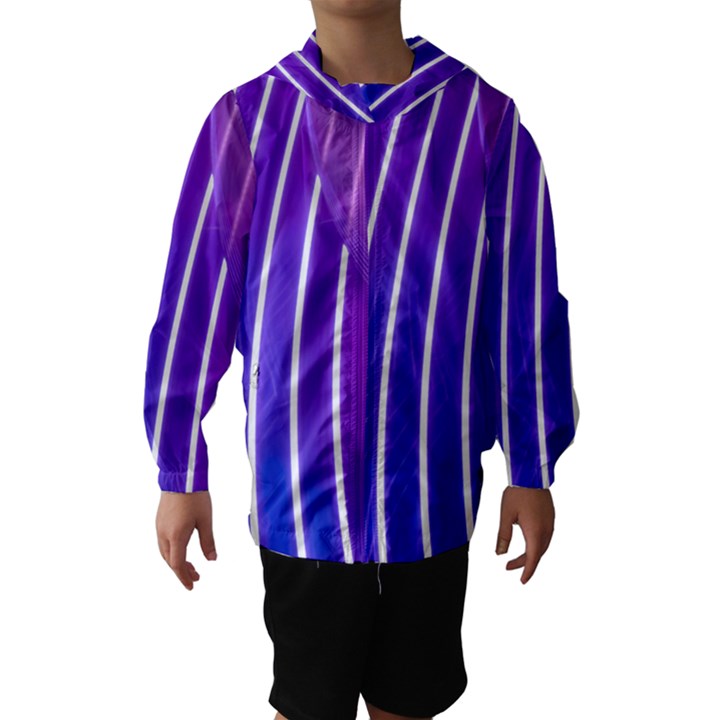 Rays Light Chevron Blue Purple Line Light Hooded Wind Breaker (Kids)