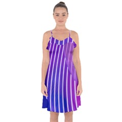 Rays Light Chevron Blue Purple Line Light Ruffle Detail Chiffon Dress by Mariart