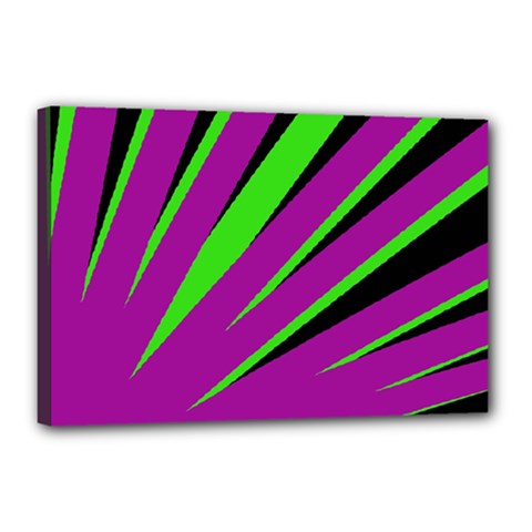 Rays Light Chevron Purple Green Black Canvas 18  X 12 