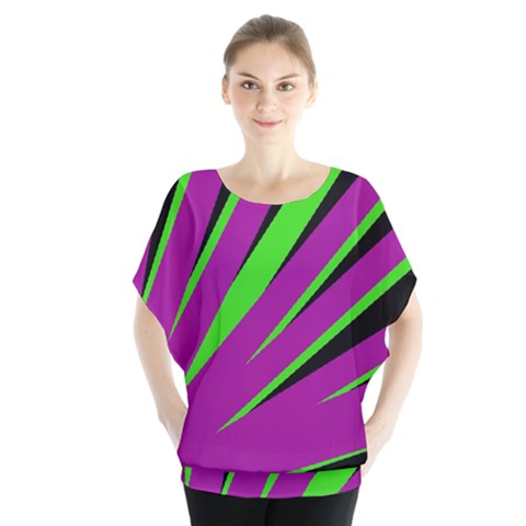 Rays Light Chevron Purple Green Black Blouse by Mariart