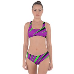 Rays Light Chevron Purple Green Black Criss Cross Bikini Set by Mariart