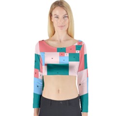 Simple Perfect Squares Squares Order Long Sleeve Crop Top by Mariart