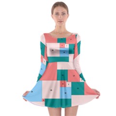 Simple Perfect Squares Squares Order Long Sleeve Skater Dress by Mariart