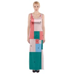 Simple Perfect Squares Squares Order Maxi Thigh Split Dress by Mariart