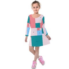 Simple Perfect Squares Squares Order Kids  Long Sleeve Velvet Dress by Mariart