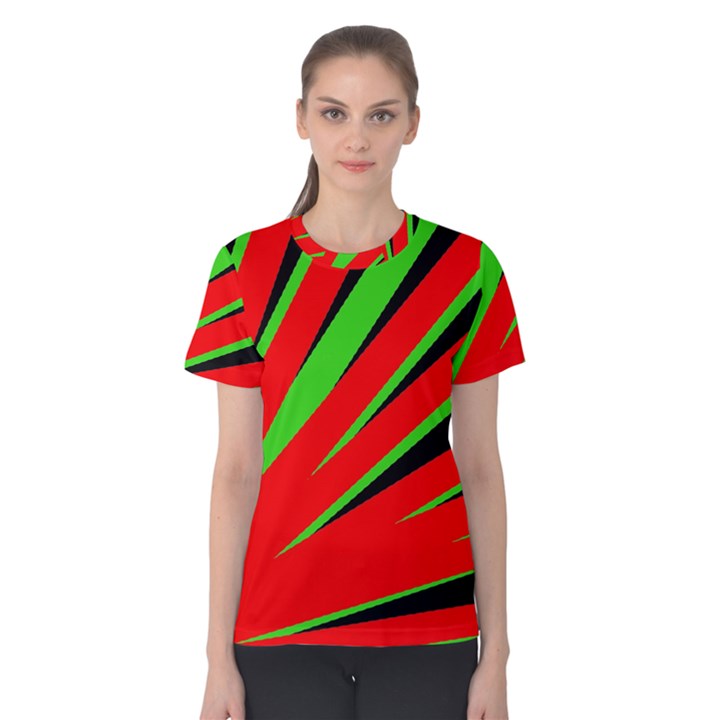 Rays Light Chevron Red Green Black Women s Cotton Tee