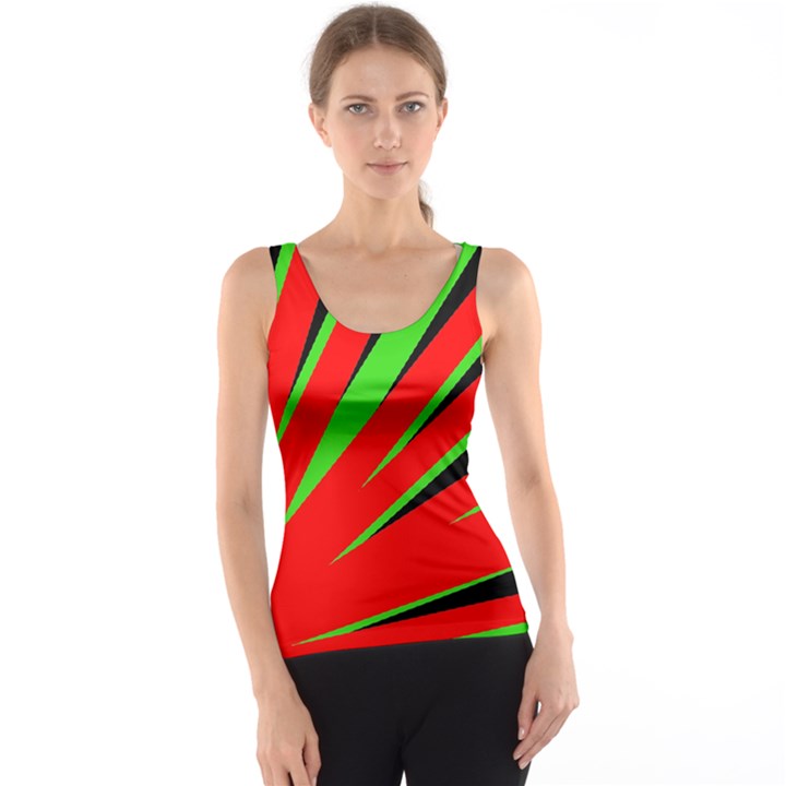 Rays Light Chevron Red Green Black Tank Top